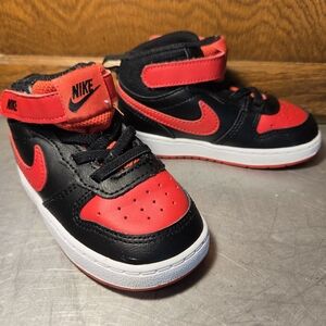 Nike Court Borough Mid Sneaker In Black And University Red
